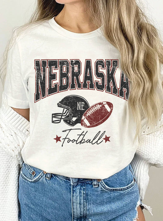 NATURAL NEBRASKA FOOTBALL GRAPHIC TSHIRTS
