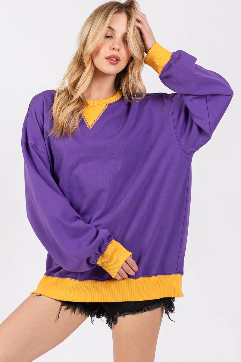 PURPLE/YELLOW GAME DAY FRENCH TERRY SWEATSHIRT