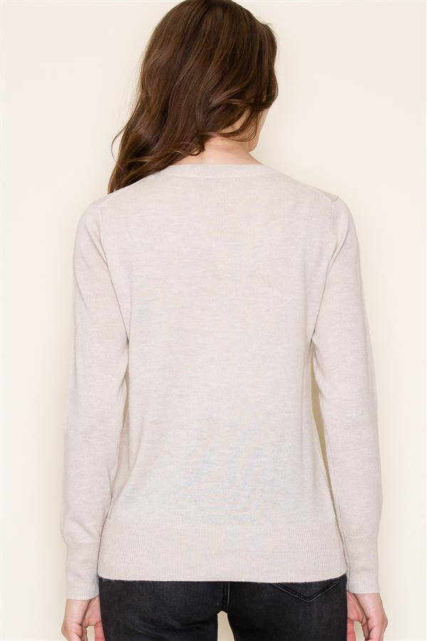 Basic Crew Neck Pullover Sweater - Oatmeal