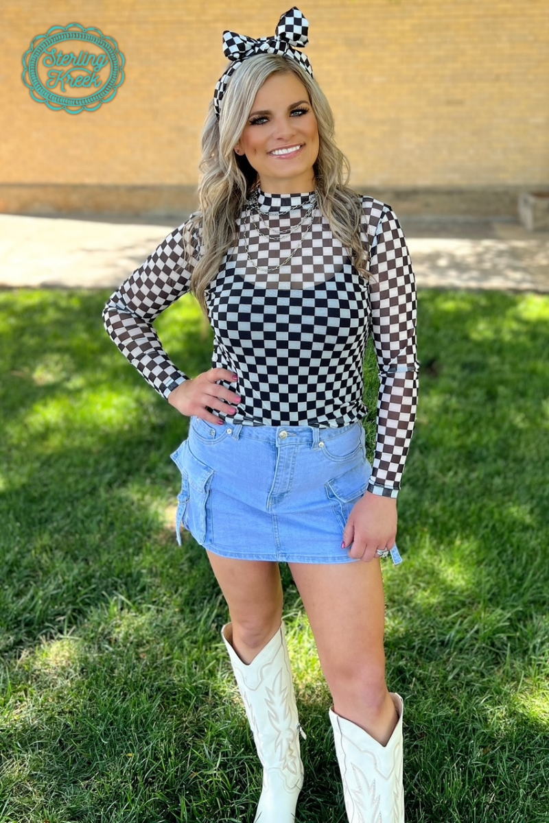 Black Checkered Top