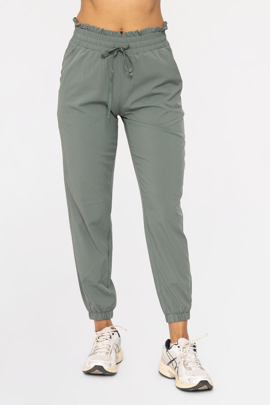 Blue Green Cuffed Essential High Waist Joggers