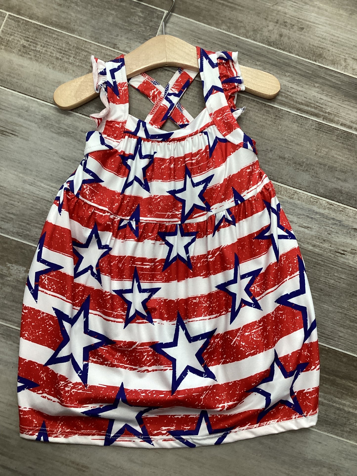 Stars & Stripes Ruffle Cross Back Dress