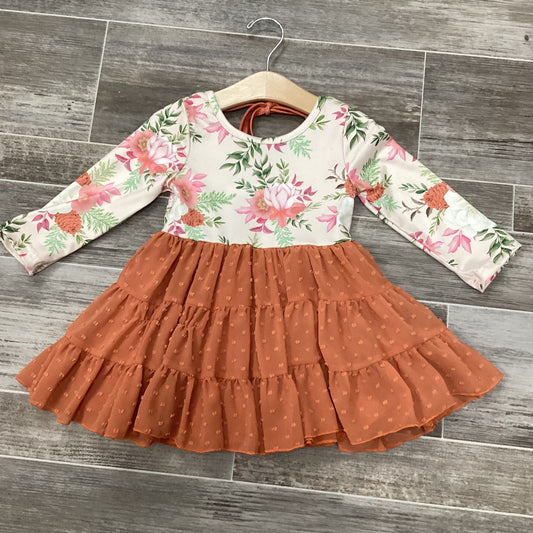 Orange Floral Tiered Dress