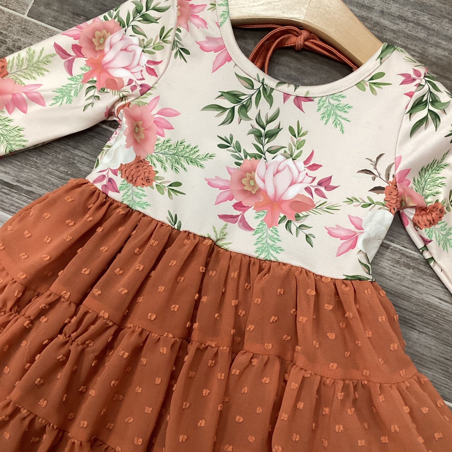 Orange Floral Tiered Dress