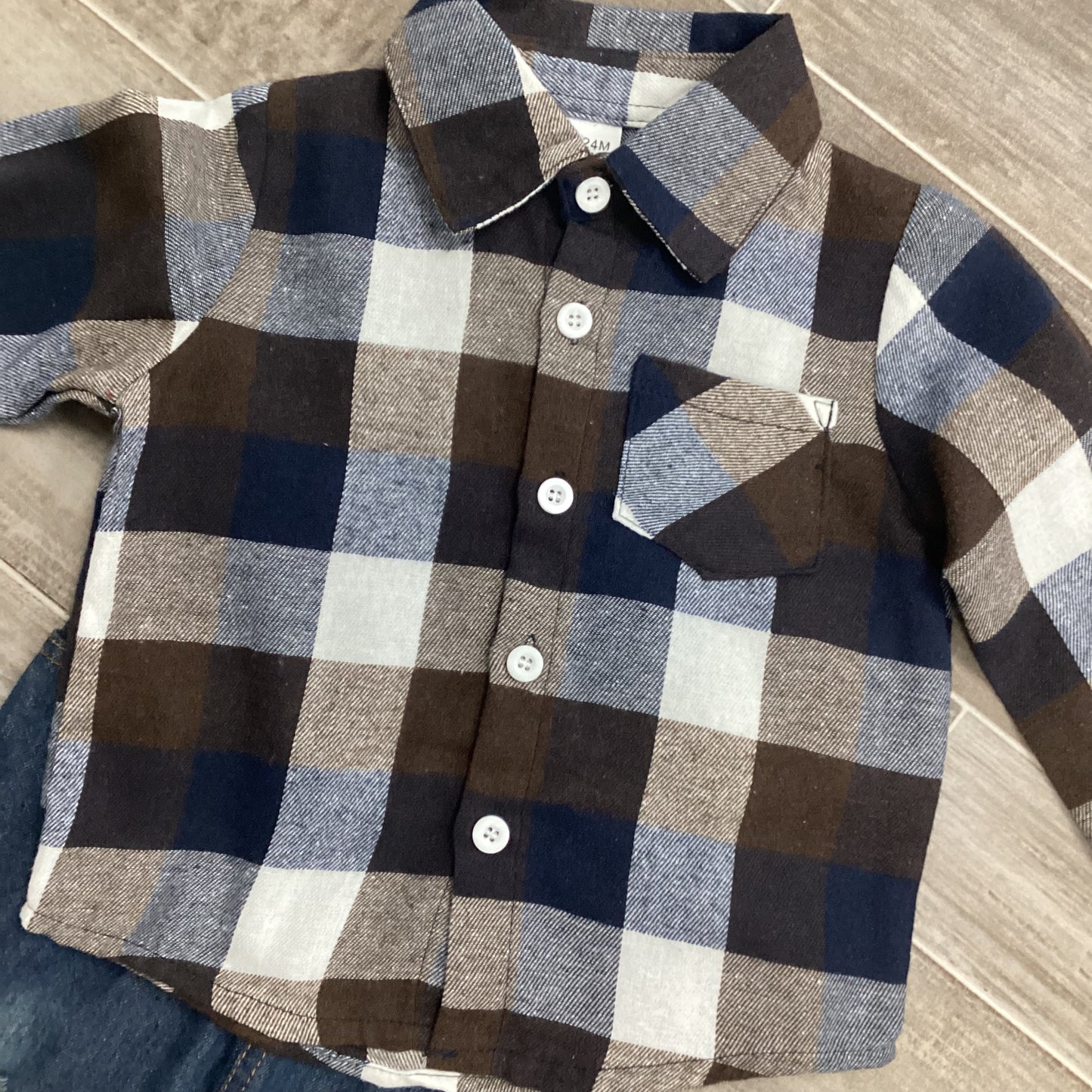 Checkered Shirt & Denim Set