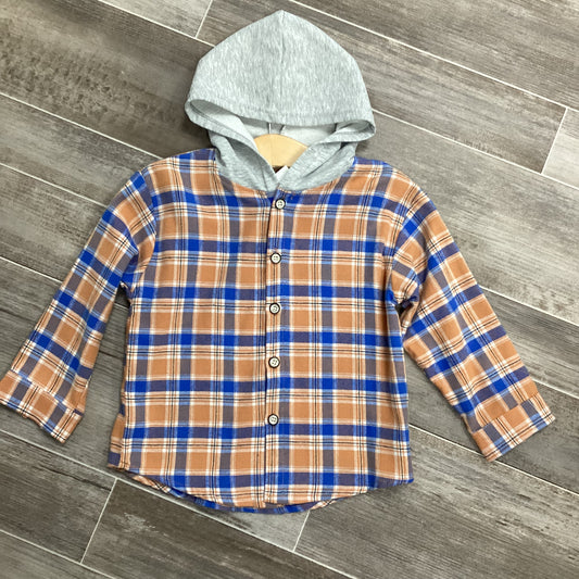 Orange/Blue Plaid Hoodie Jacket