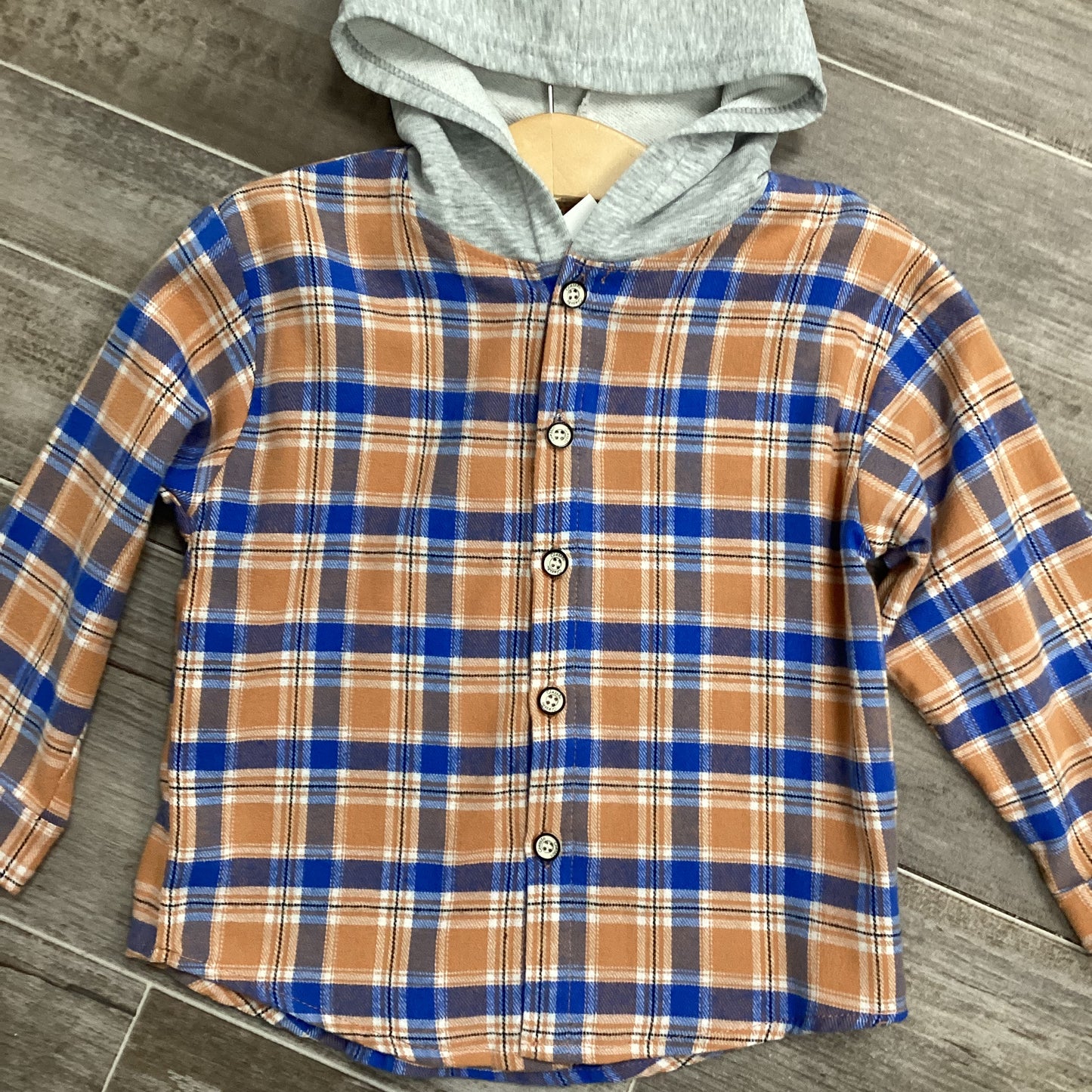 Orange/Blue Plaid Hoodie Jacket