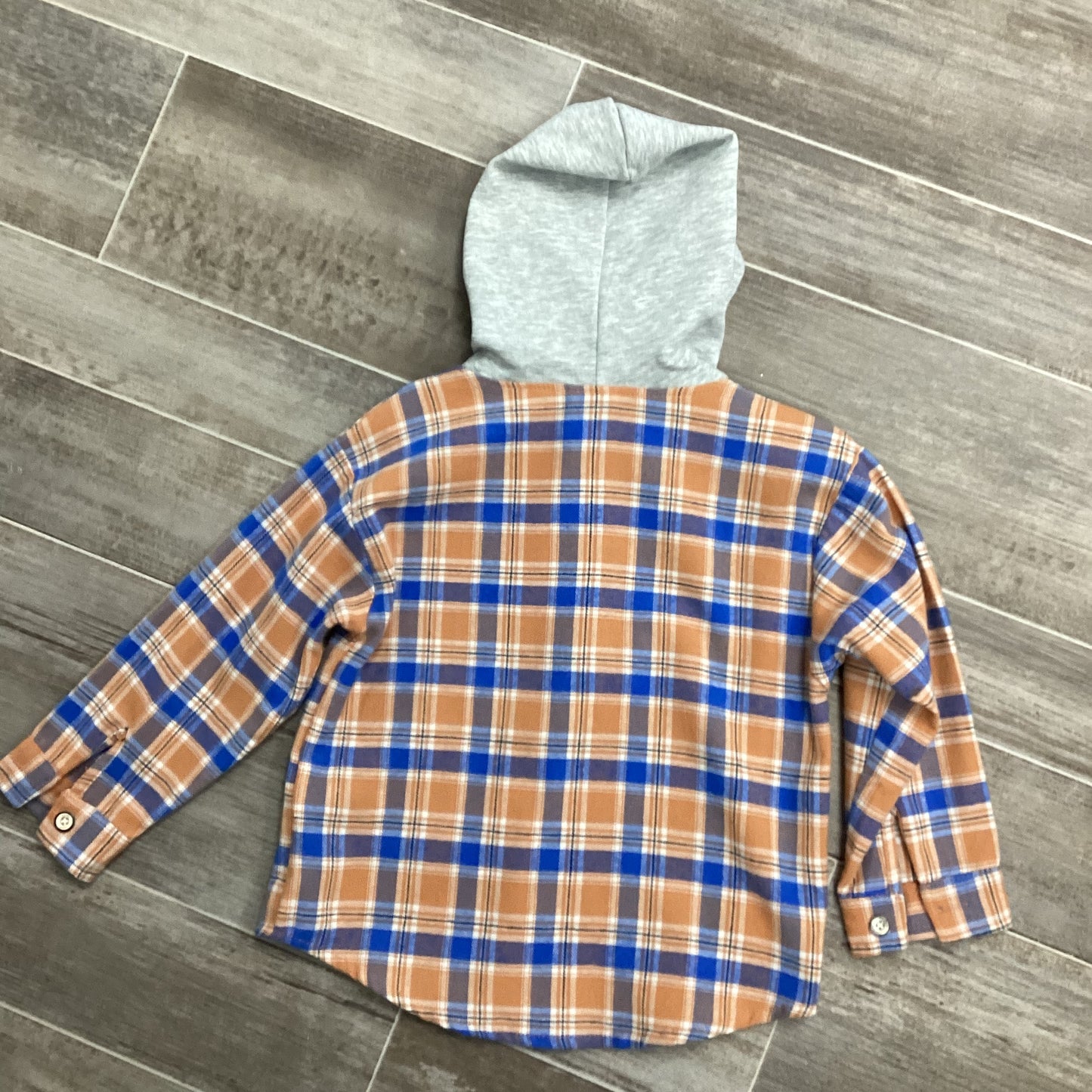 Orange/Blue Plaid Hoodie Jacket