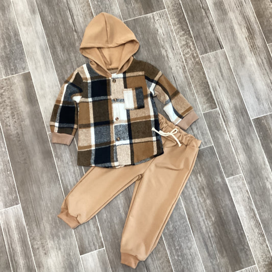 Brown Plaid 2Pc Set