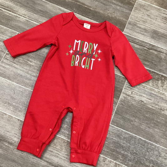 Red "Merry and Bright" Baby Romper- 3-6 Months