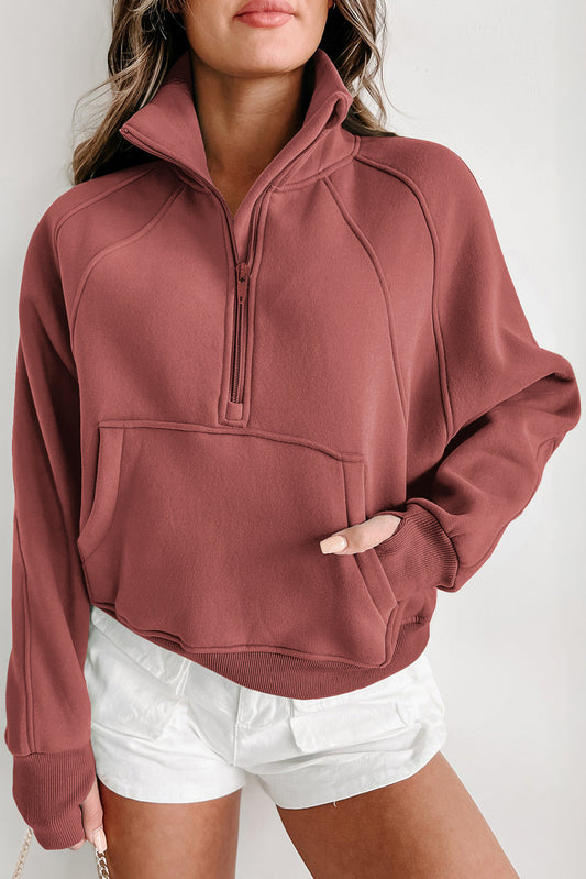 Brown Zip Up Sweatshirt