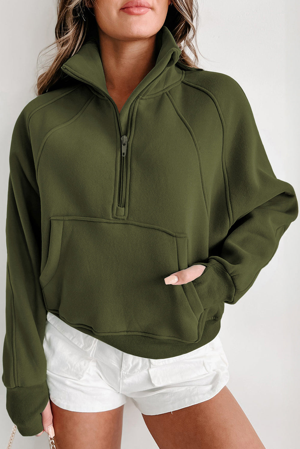 Green Zip Up Sweatshirt