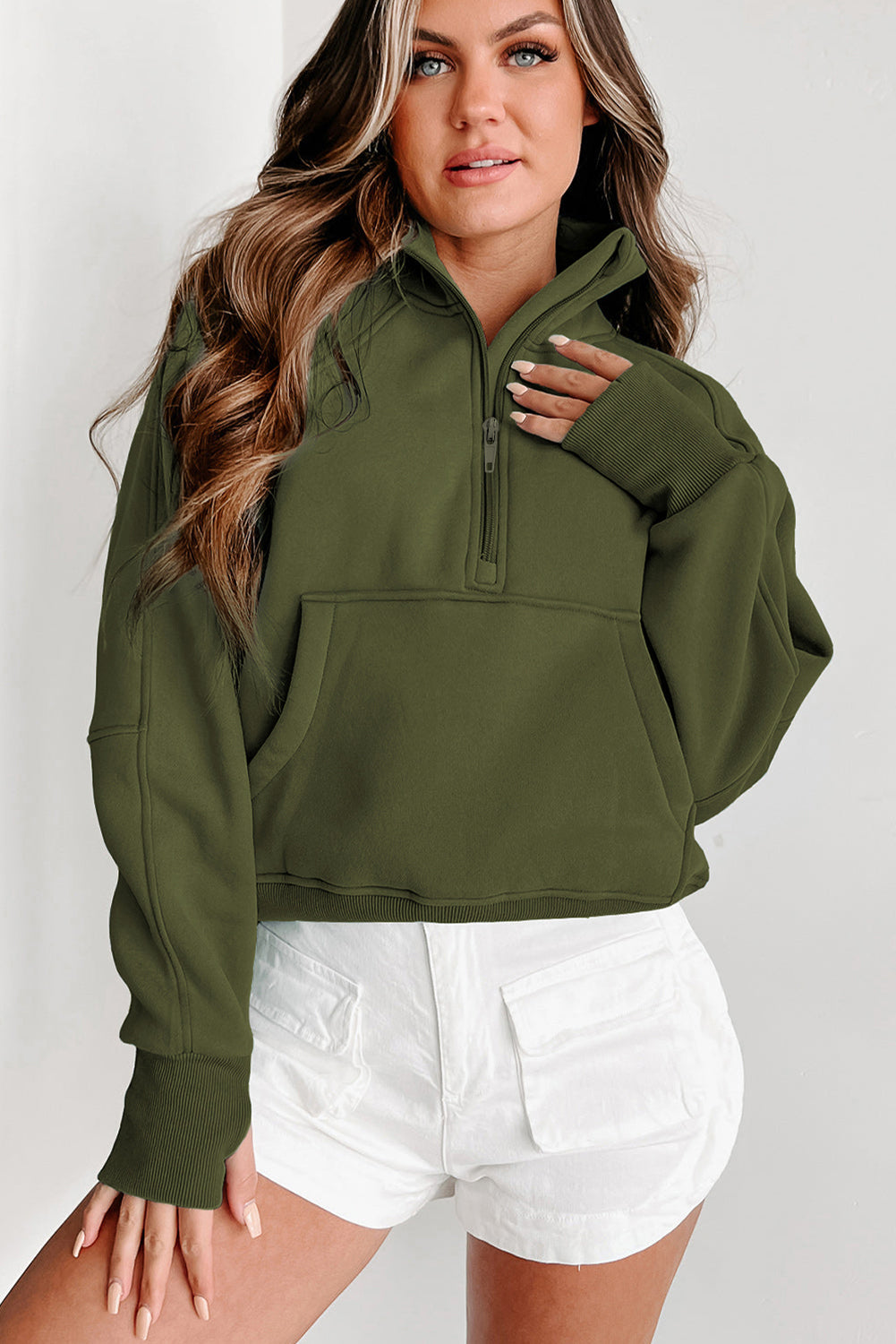 Green Zip Up Sweatshirt