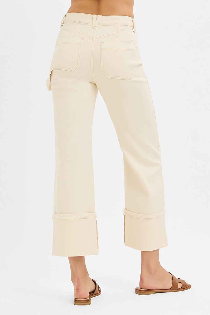 Risen High Rise Sraight Turn Up Cuffed W/ Patch Pocket Detail Pants
