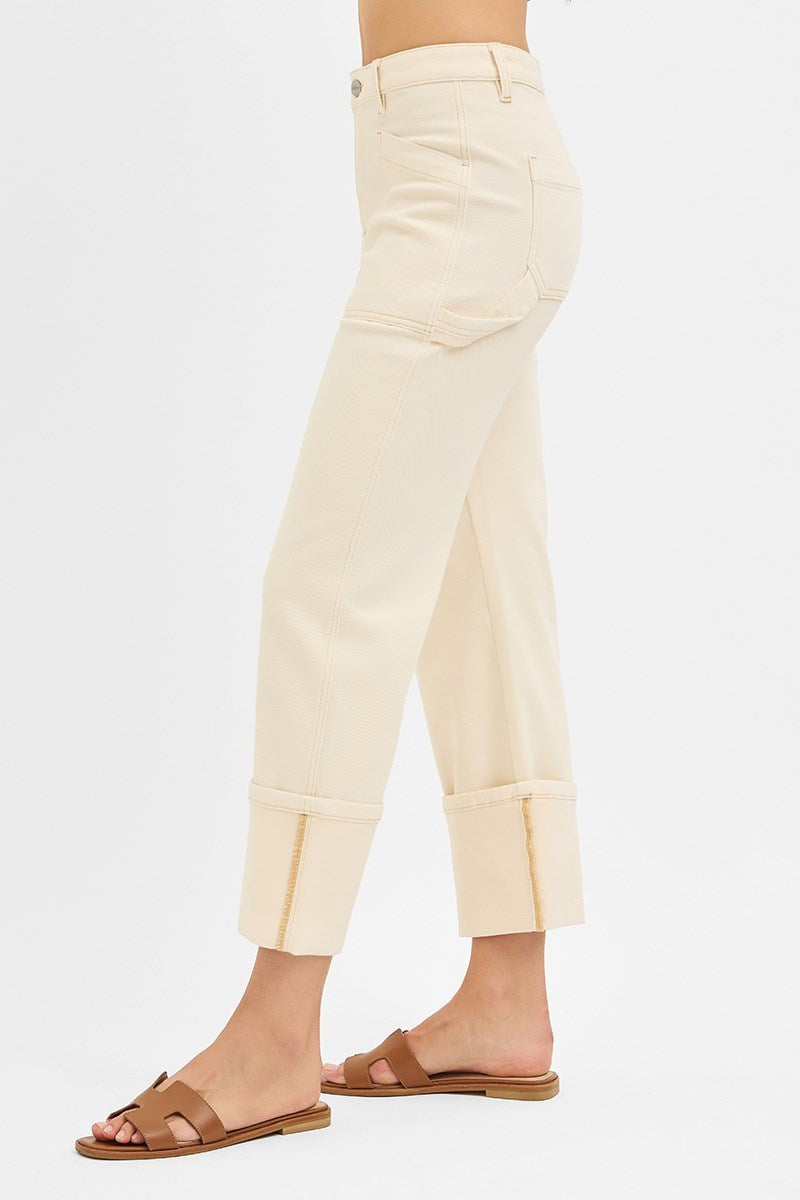 Risen High Rise Sraight Turn Up Cuffed W/ Patch Pocket Detail Pants