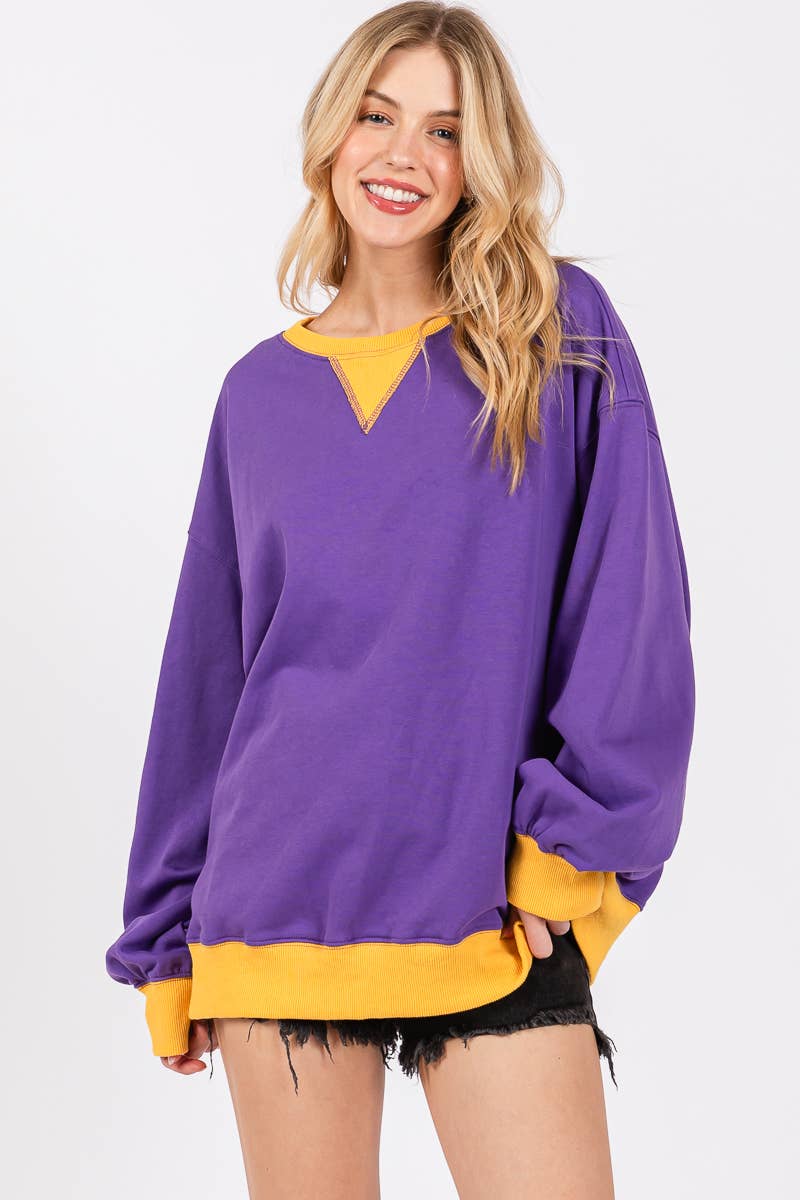 PURPLE/YELLOW GAME DAY FRENCH TERRY SWEATSHIRT