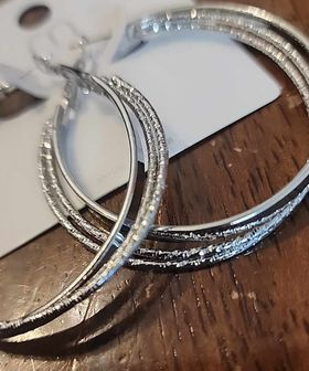 Silver Layered Hoops