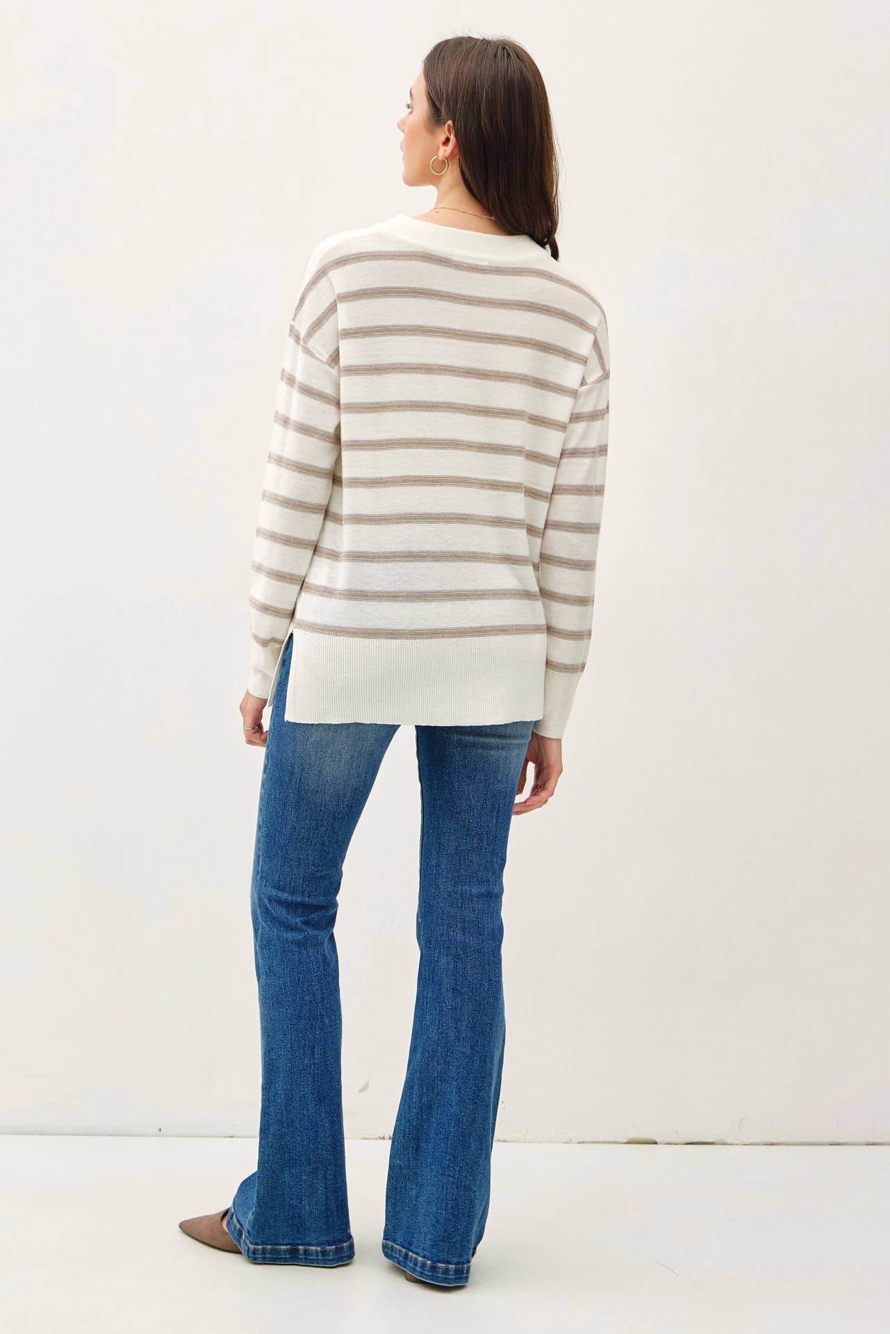 Mocha Striped Lightweight Sweater