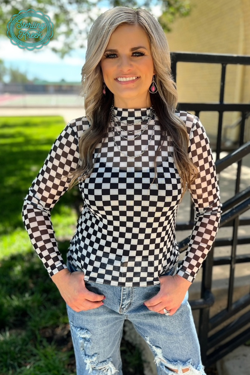 Black Checkered Top