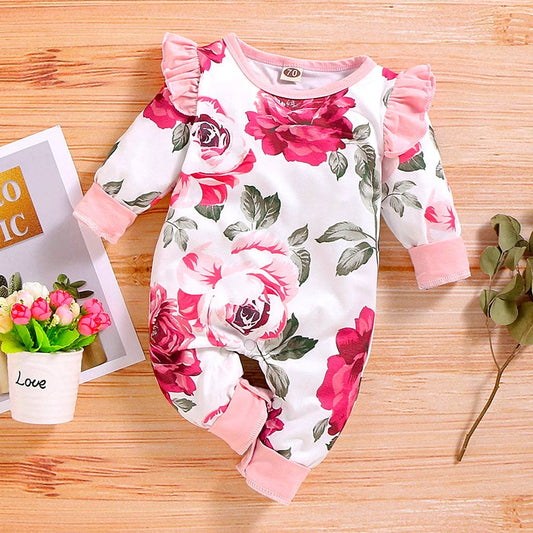 Baby Girl Flower Ruffled Jumpsuit: 3-6 Months