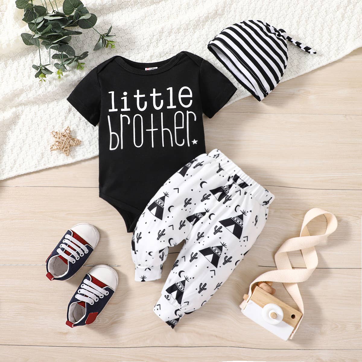 3pcs Baby Boy "Little Brother" Set