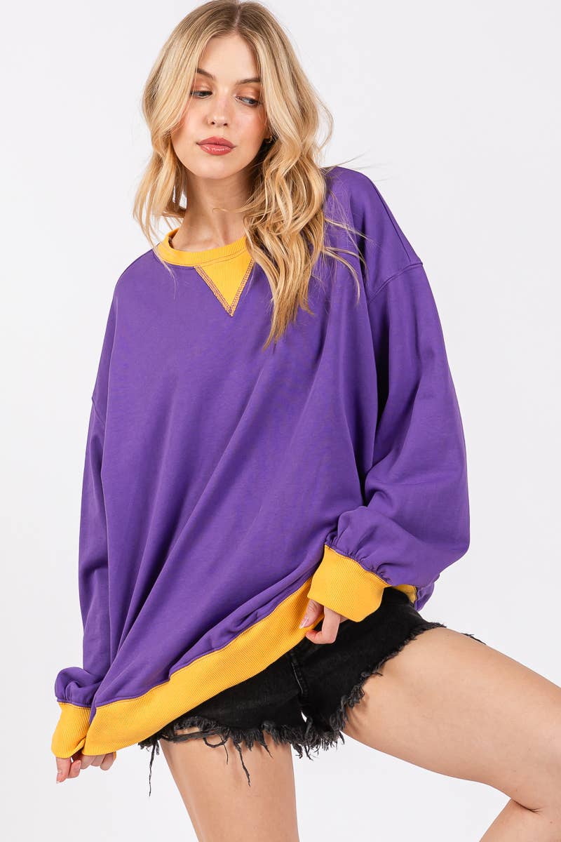 PURPLE/YELLOW GAME DAY FRENCH TERRY SWEATSHIRT