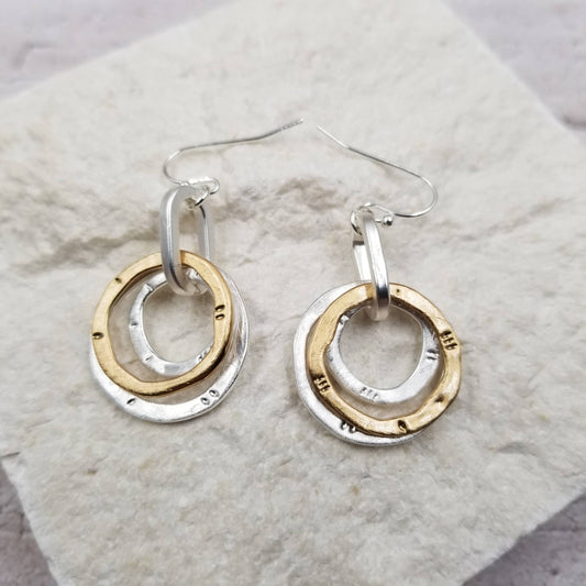 Mixed Metal Double Circular Earrings