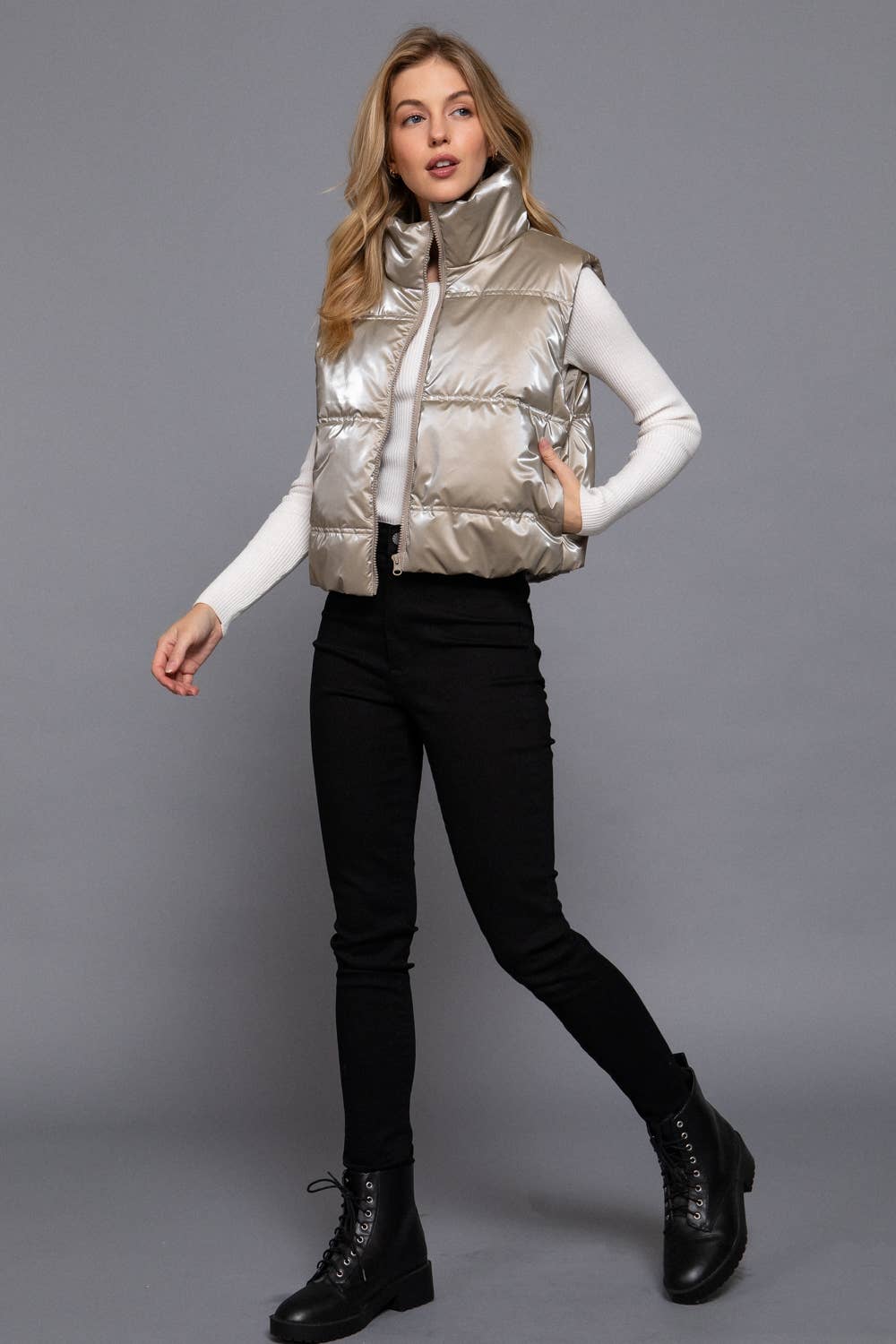 Taupe Metallic Vest