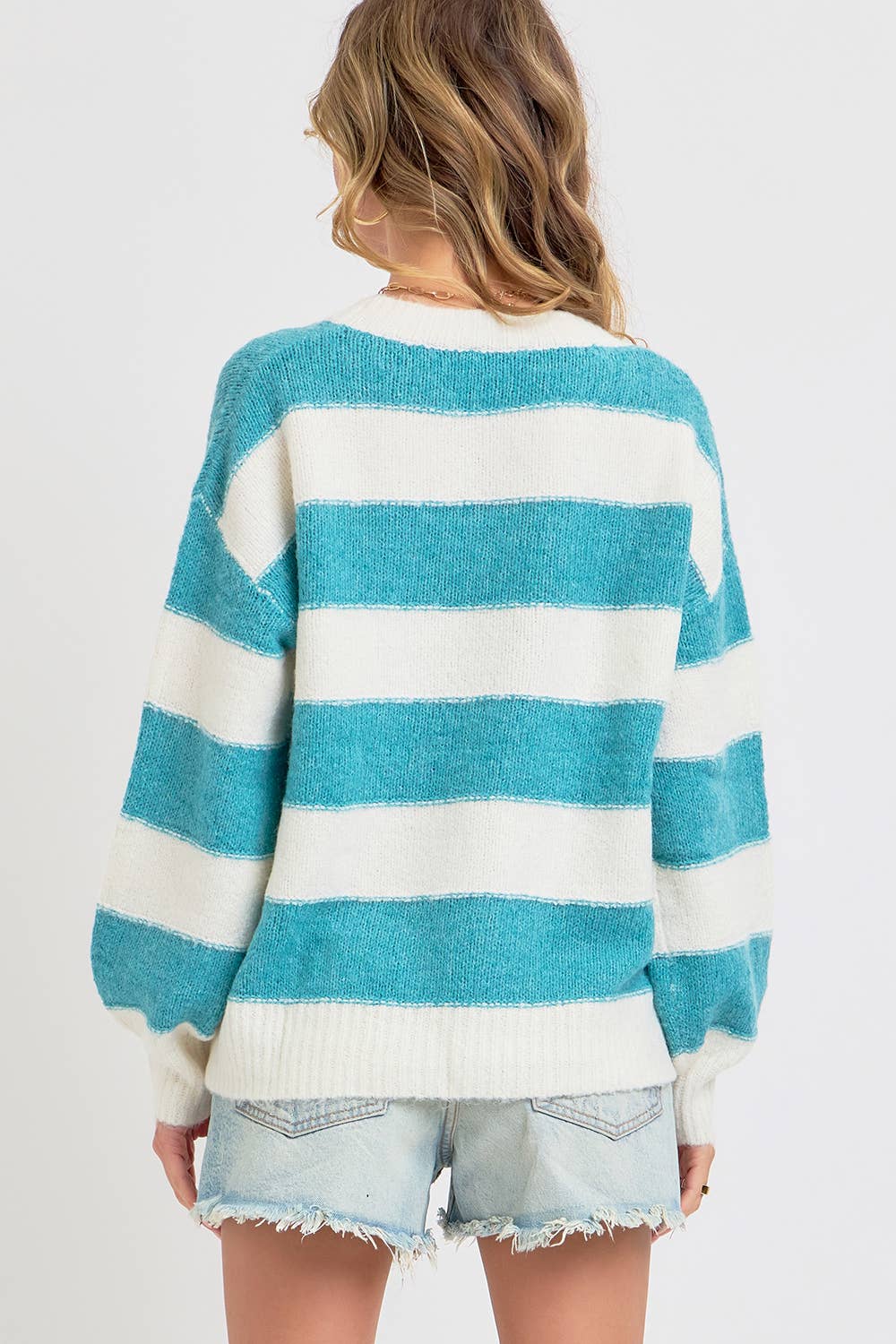 Teal Blue Striped Sweater