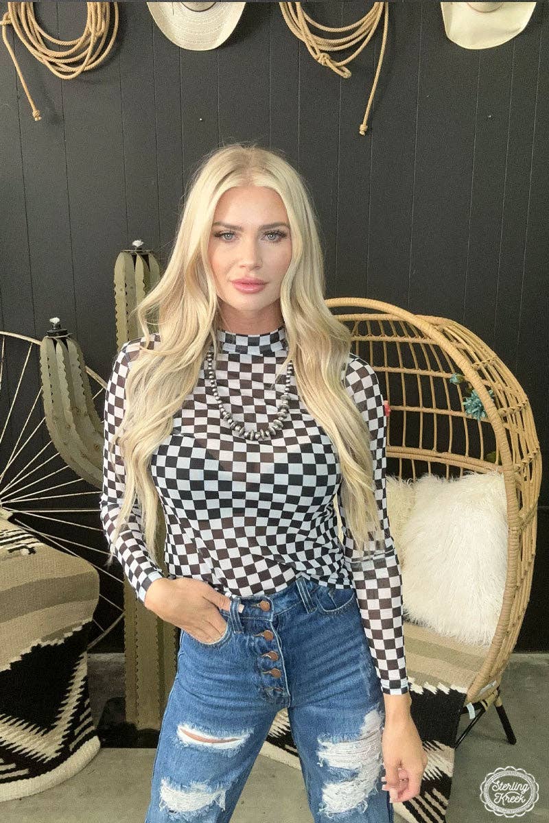 Black Checkered Top
