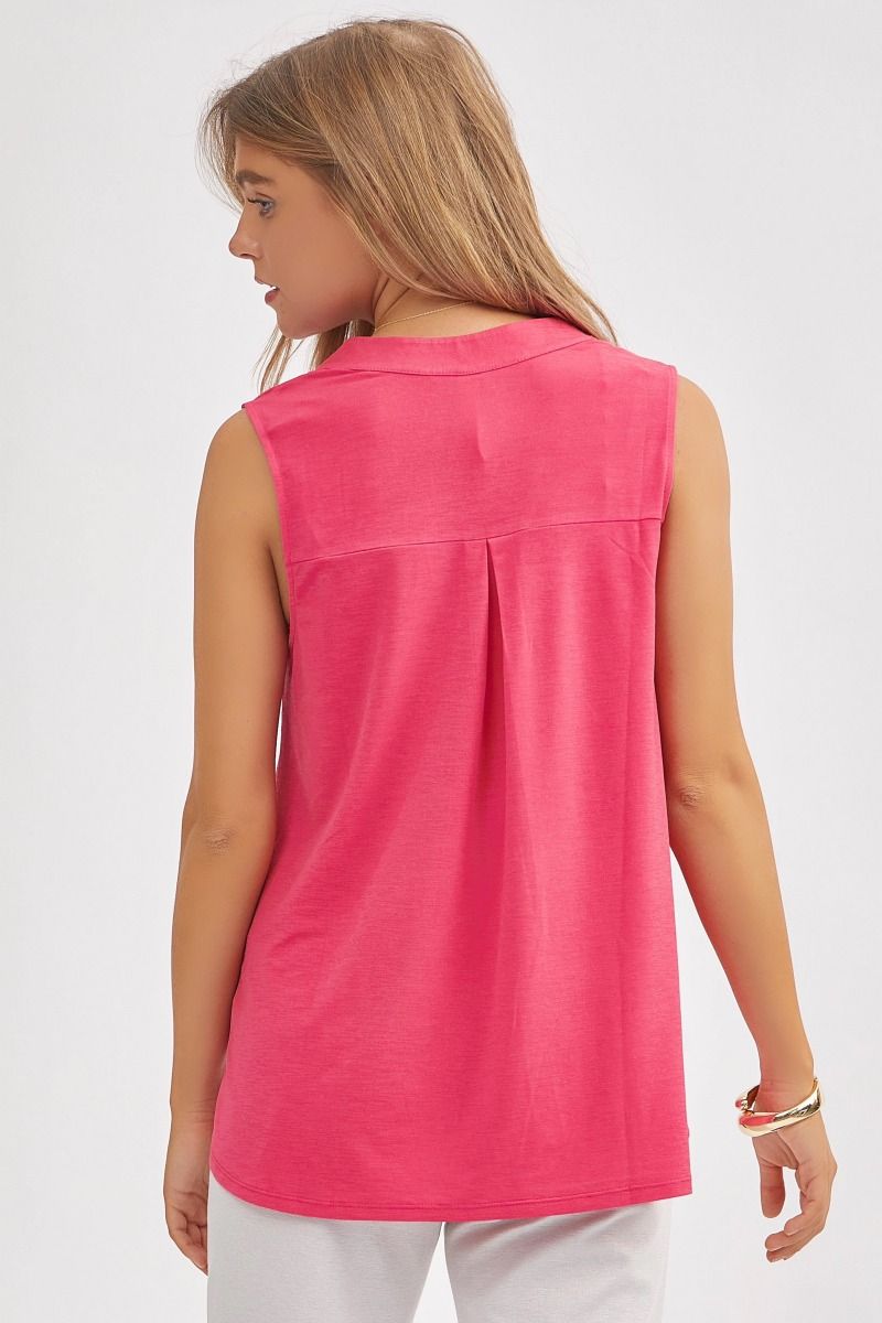 Pop Pink Tank Wrinkle Free