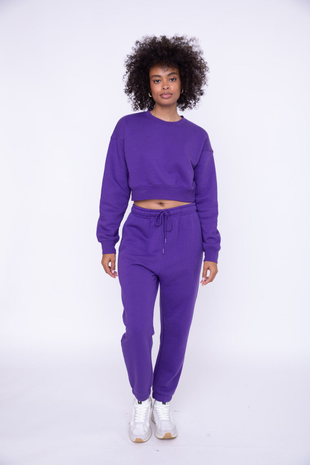 Cropped Purple Crewneck Sweatshirt