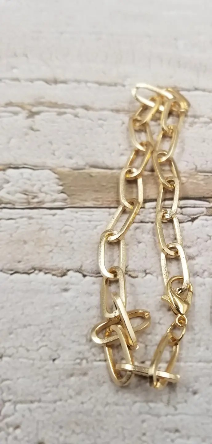 Paperclip Chain Bracelet: Gold