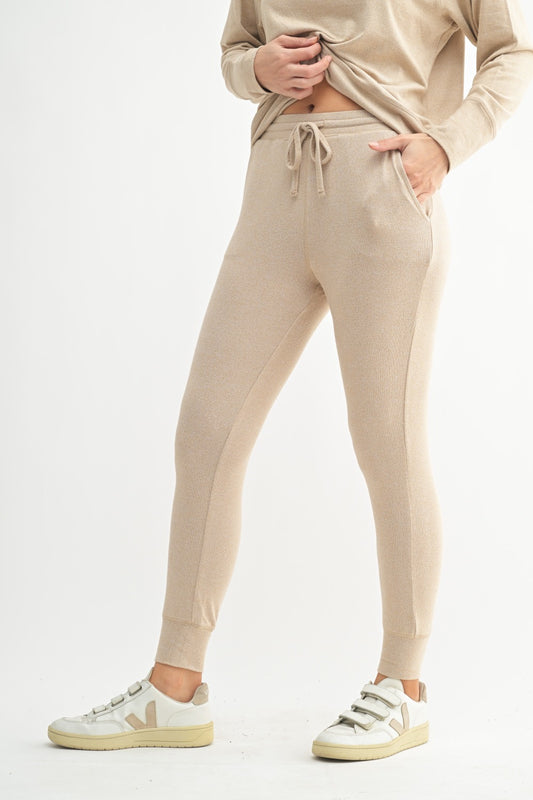 Mocha Brushed Hacci Joggers