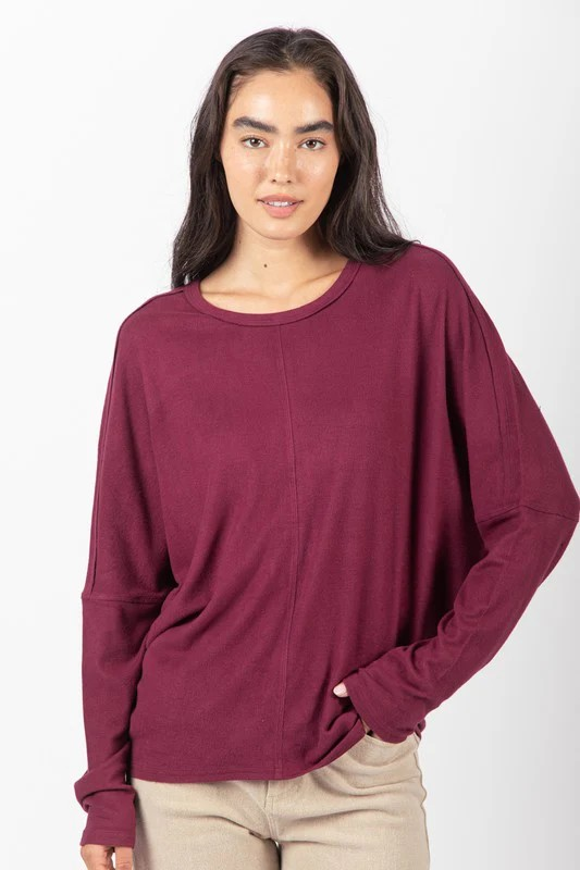 Wine Dolman Oversized Top