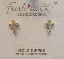 Gold Dipped Cubic Zirconia Crosses