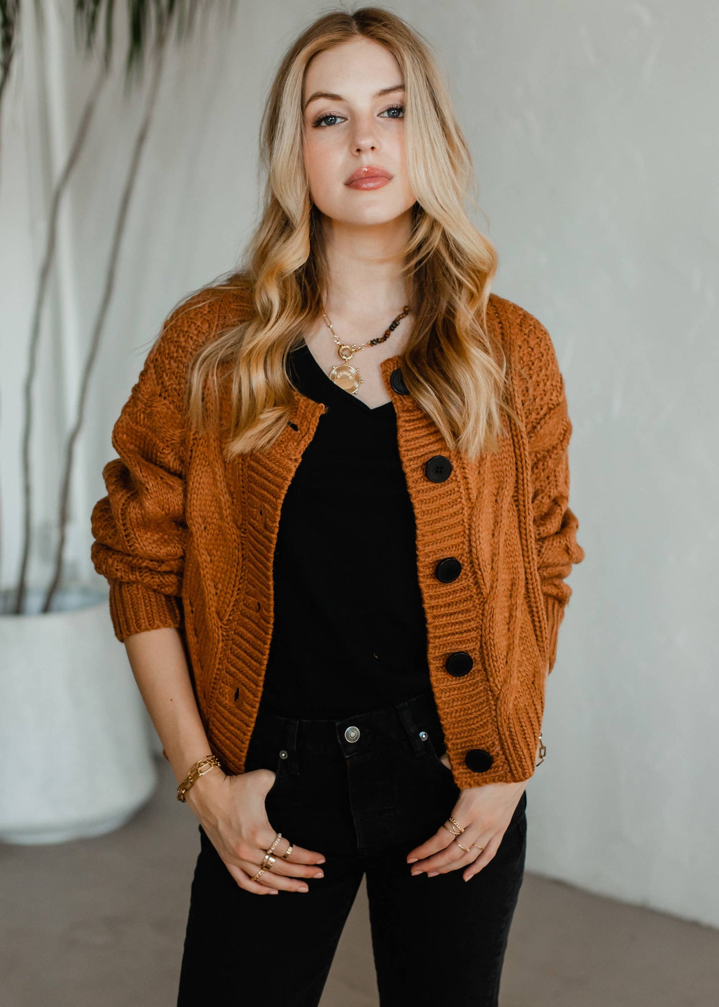 Camel Button Up Cardigan