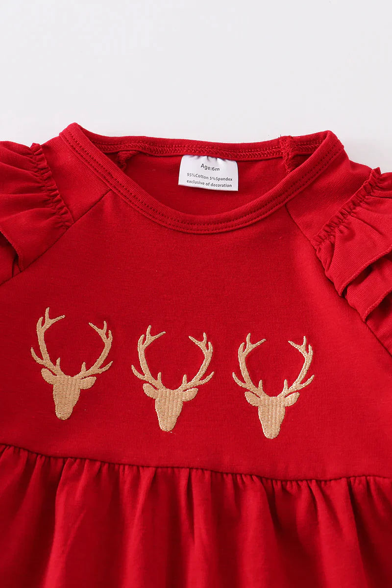 Embroidered Deer Romper