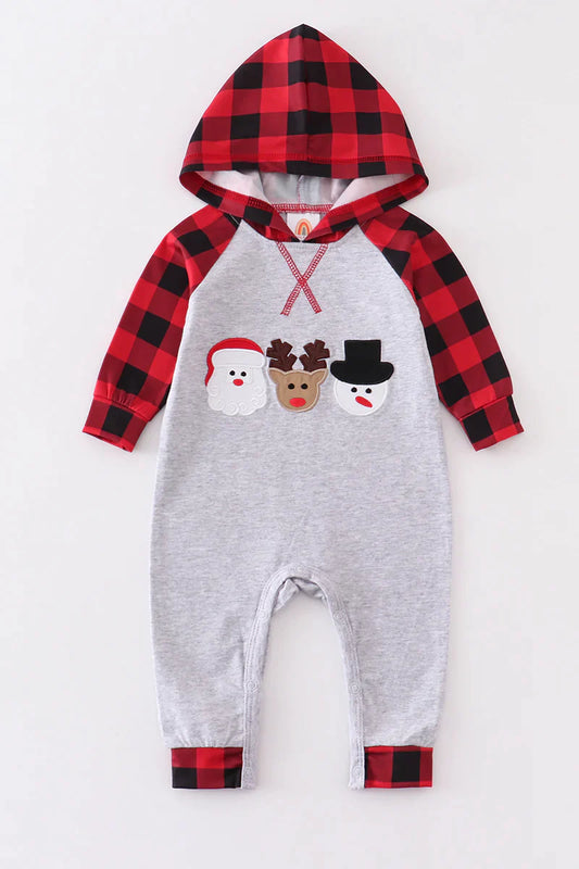 Red Plaid Christmas Hoodie Romper