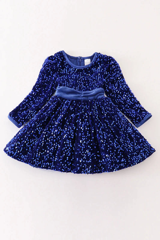 Blue Sequin Holiday Dress