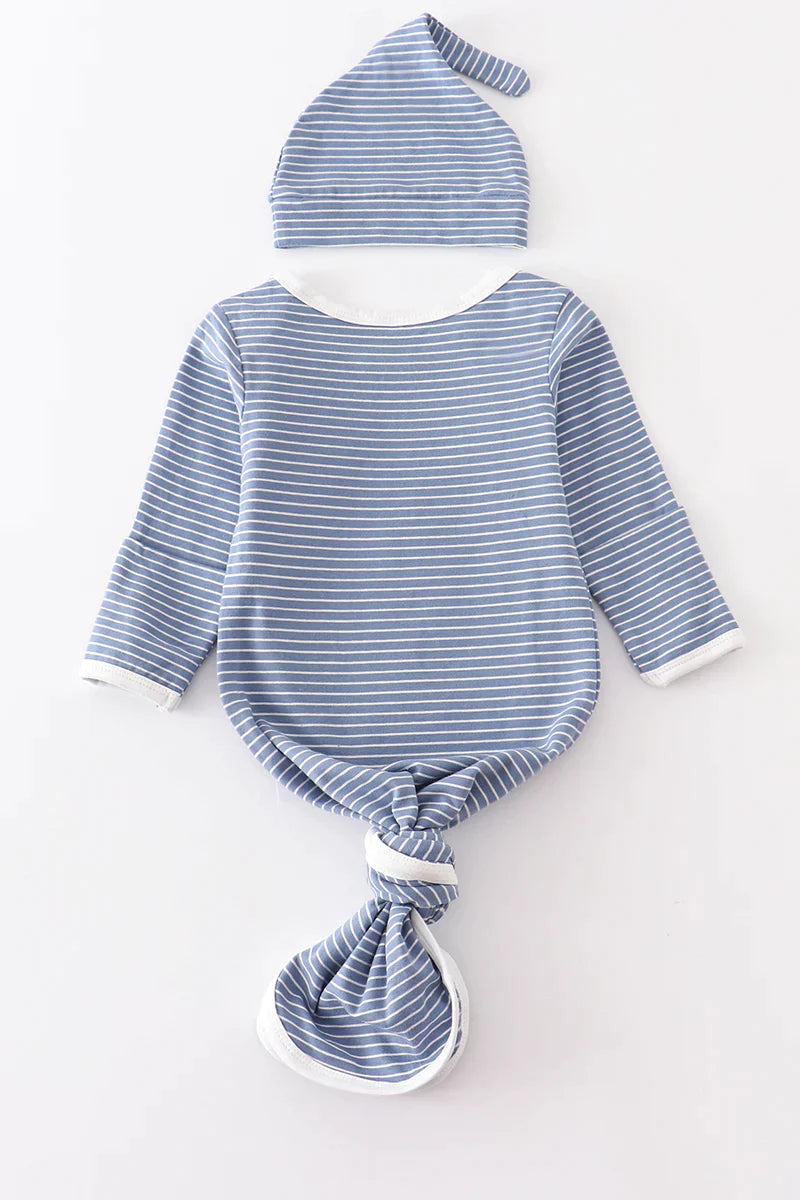 Blue Stripe 2-Pc Baby Gown