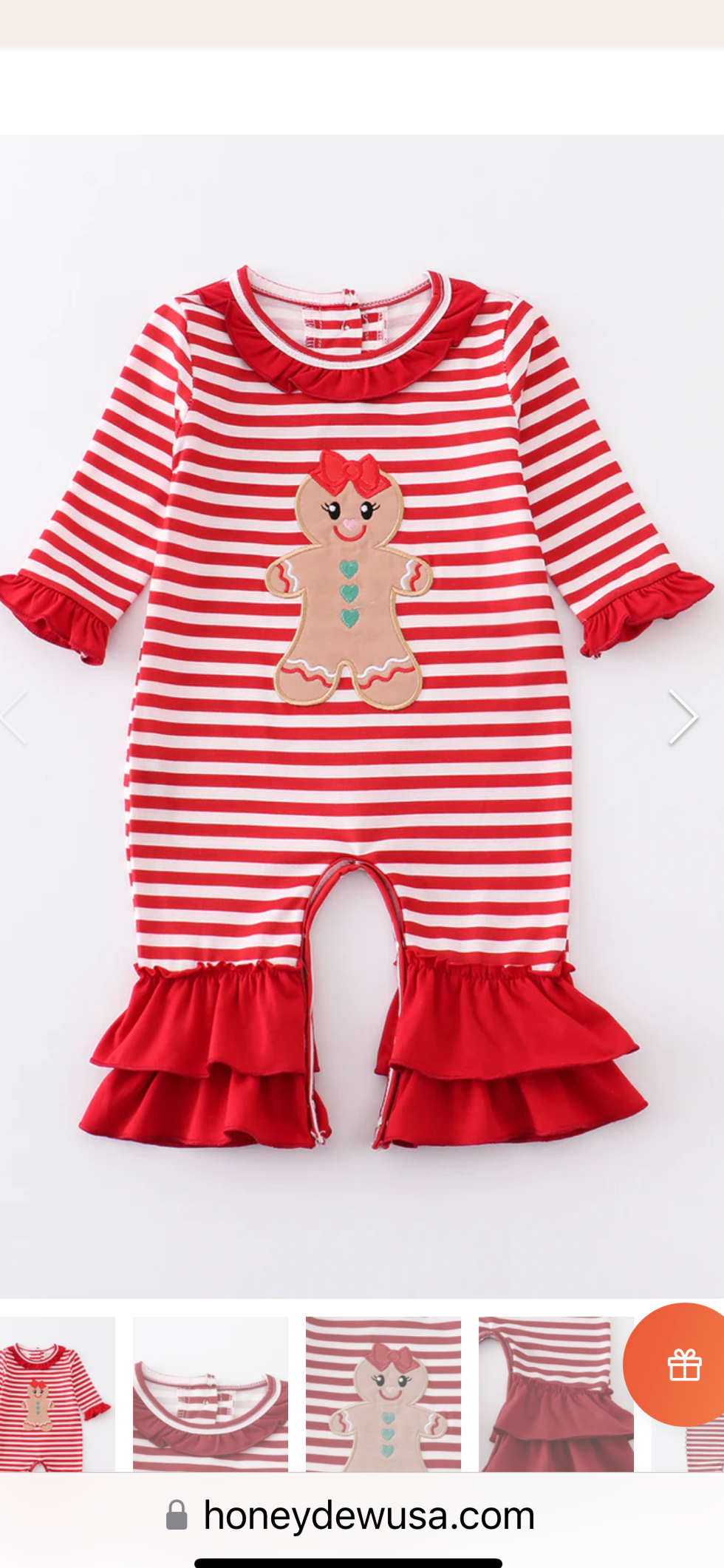 Red Striped Gingerbread Romper