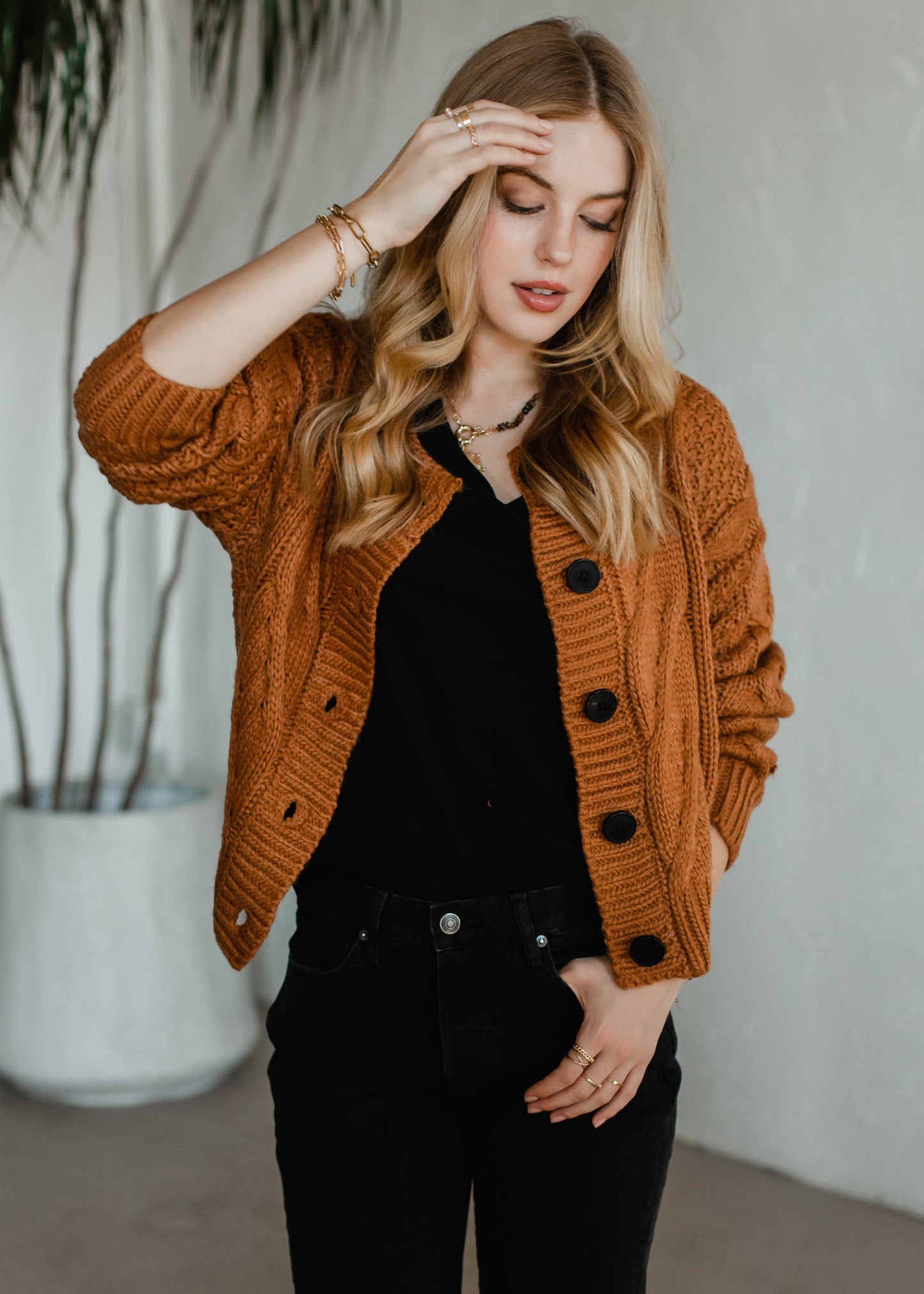 Camel Button Up Cardigan