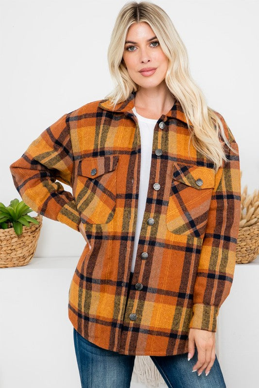 Harvest Quilted Flannel Shacket - Plus Size