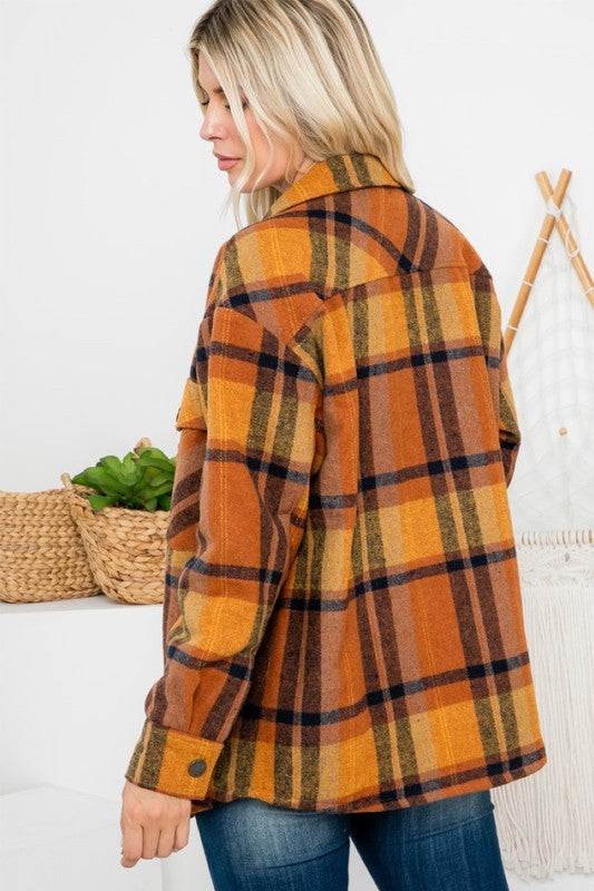 Harvest Quilted Flannel Shacket - Plus Size