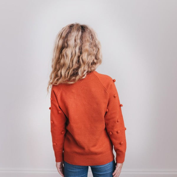 Rust Pom-Pom Sweater