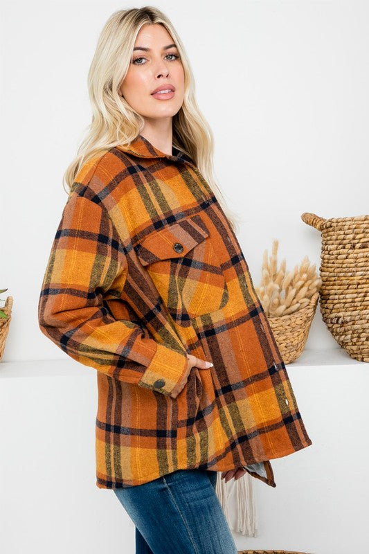 Harvest Quilted Flannel Shacket - Plus Size