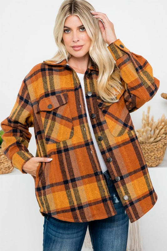 Harvest Quilted Flannel Shacket - Plus Size