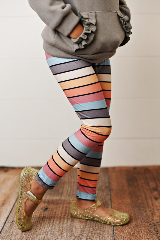 Ruffle Hoodie & Stripe Legging Set