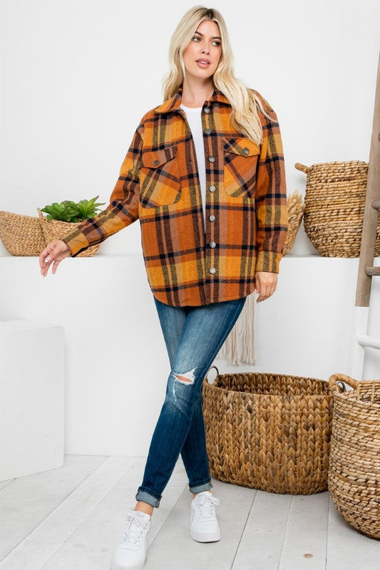 Harvest Quilted Flannel Shacket - Plus Size